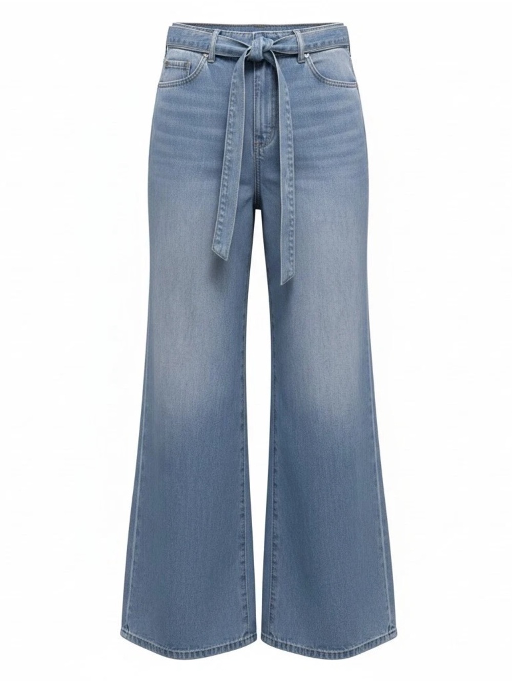 NEW! LOFT Tie Waist High Rise Palazzo Jeans Light Wash